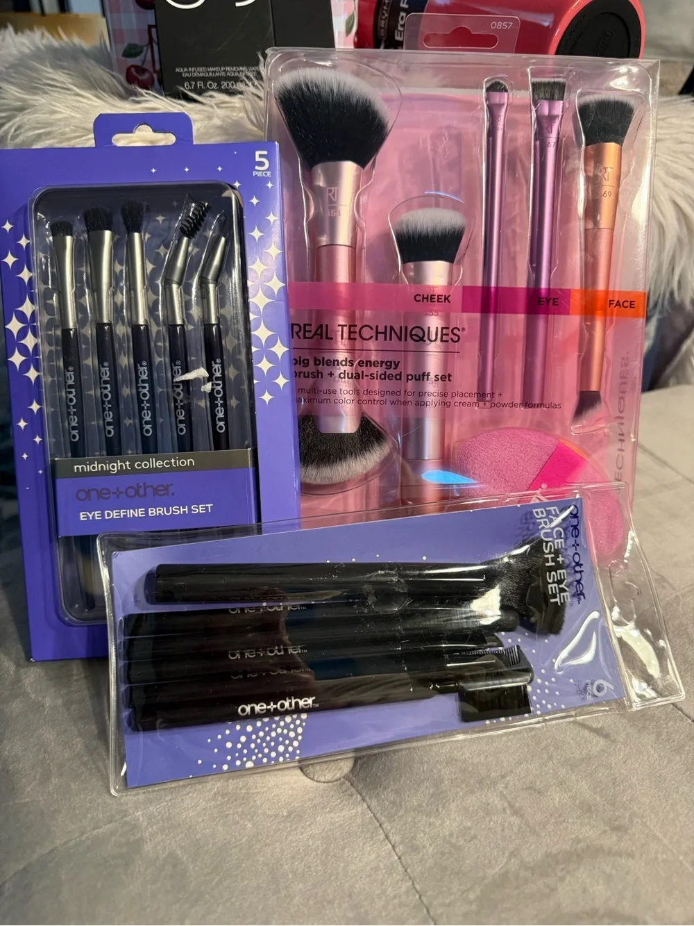 Real Techniques Pink and Black Brush Set of 3 NWT